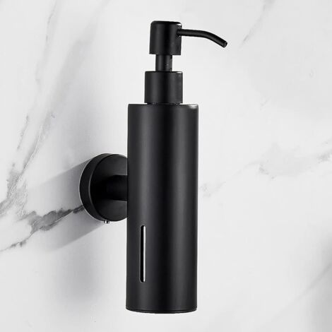Dispensador de jabón negro mate, dispensador de jabón de ducha recargable para montaje en pared, dispensador de jabón de manos transparente de acero inoxidable con bomba para baño, cocina, fregadero y (1/5)