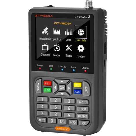 Localizador de satélites V8 Finder2, medidor de señal satelital digital para alineación de antenas parabólicas DVB-S2X/S2/S, pantalla LCD HD H.264 de 3,5" y batería de 7,4 V/4000 mAh.