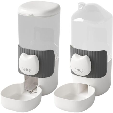 Comida para gatos, bebedero y comedero automático para gatos y perros, dispensador automático de agua y comedero para mascotas, diseño con botones, dimensiones 9,6 x 19 x 22 cm.