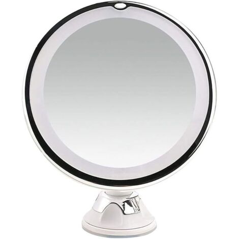 Espejo de aumento 10x, espejo de maquillaje con luz LED, espejo de escritorio giratorio de 360° para montaje en pared con ventosa, ideal para afeitarse y maquillarse, blanco.