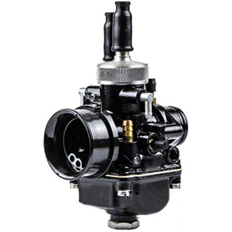 Carburador PHBG 17mm Racing Black Edition DS de aluminio negro para motocicleta, scooter y quad de 2 tiempos de 50 cc con estrangulador por cable, lubricación independiente y admisión flexible. (1/5)