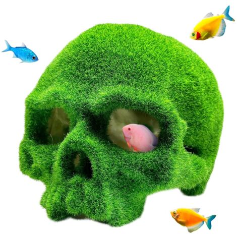 Decoración de resina para acuario con forma de calavera de espuma para peces pequeños y camarones. (1/5)