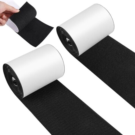 Rollos de velcro autoadhesivo extrafuerte, de 10 cm de ancho y 3 metros de largo, con cierre de velcro autoadhesivo, de color negro, para fijar cojines de sofá, alfombras y colchones.