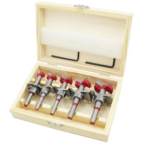 Juego de 5 brocas de acero al carbono para madera blanda y dura: 15 mm, 20 mm, 25 mm, 30 mm, 35 mm (1/5)