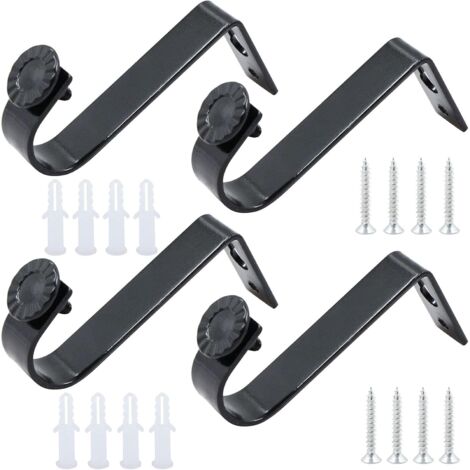 Soportes de techo para barras de cortina, soporte para barra de cortina, soporte de pared negro, soportes para barras de cortina, diámetro interior de 22 mm