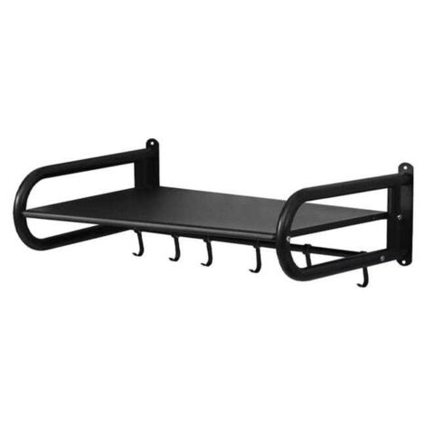 Soporte de pared reforzado de acero inoxidable para microondas, ideal para cocinas y restaurantes, con práctica repisa (56 36,5 cm). (1/5)