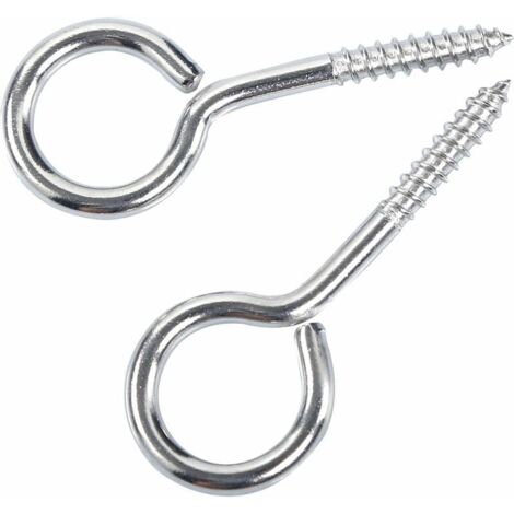 Tornillo de ojo M5 65, acero inoxidable 304, autorroscante, redondo, con anillo de tornillo, cierre, pestillo, hebilla, 10 piezas + 10 tubos de expansión de plástico. (1/5)