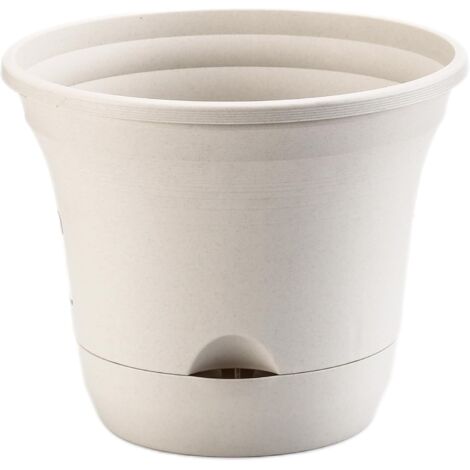 Maceta grande autorriego Lazy Planters para interiores y exteriores, color marfil, 30 cm