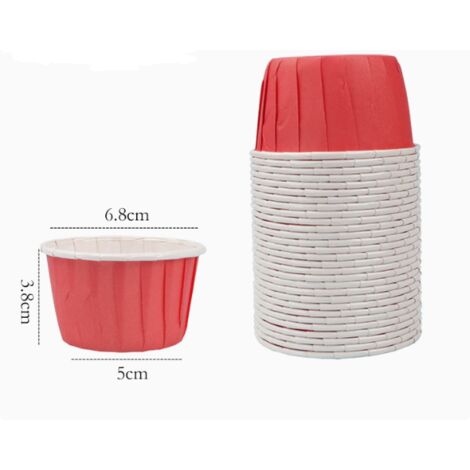 100 cápsulas para cupcakes, moldes para magdalenas, moldes de aluminio resistentes a altas temperaturas para hornear, color rojo. (1/4)