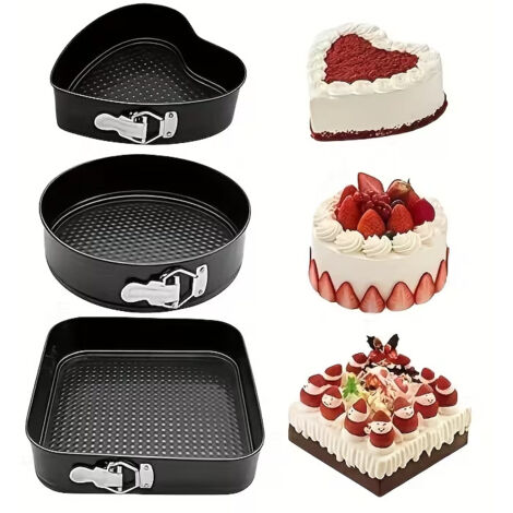Piezas de moldes para pasteles, juego de moldes de 18 cm/22 cm/24 cm, antiadherentes con base extraíble, para tartas de queso, pizzas y quiches. (1/5)
