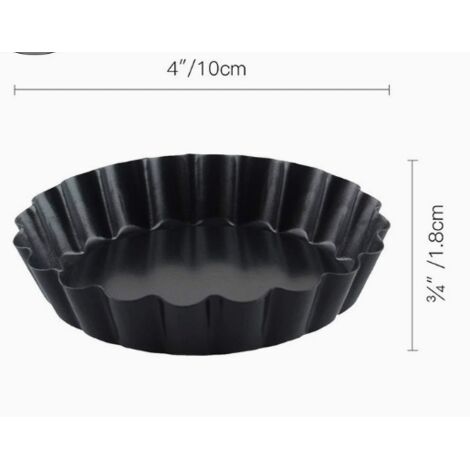 Molde para tartaletas, juego de 6, molde redondo de 10 cm con base desmontable, revestimiento antiadherente, molde para quiche, molde individual para tartaletas y pasteles. (1/5)