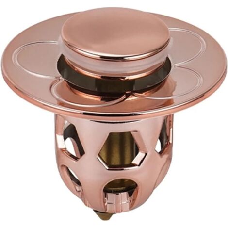 Tapón de desagüe emergente universal para fregadero, desagüe emergente para fregadero con filtro antiobstrucción, filtro de desagüe antibloqueo, tapón para bañera, oro rosa
