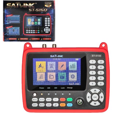 Detector de señal satelital Geevorks ST-5150, buscador de satélites ST-5150 DVB-S2/T2/C Combo, detector de señal satelital, buscador de TV, medidor H.265 HEVC MPEG-4, pantalla LCD TFT de 4,3 pulgadas,