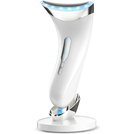 Masajeador facial antiarrugas: Masajeador facial eléctrico para la papada con masaje térmico lifting EMS a 45 ℃ - 3 modos LED - Reafirmante para rostro y cuello