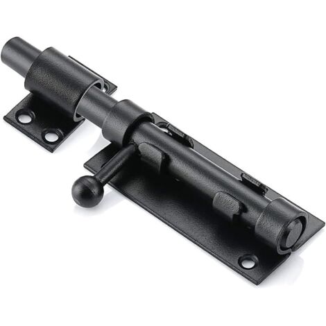 Cerradura de acero inoxidable para puerta corredera con orificio para candado, cerradura de seguridad tipo cerrojo, pestillo largo para puerta, 12 mm de diámetro, color negro.