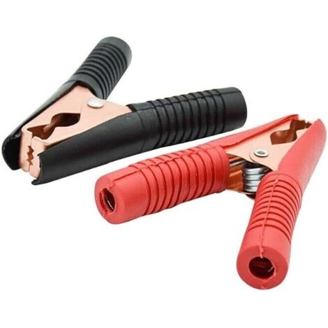 Pinzas de cocodrilo para baterías de 100 A, pinzas de cocodrilo metálicas para coche, camión, automóvil, barco (90 mm, negro + rojo) (1/5)