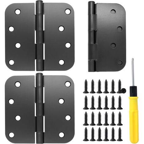 3 bisagras plegables para puertas de 10 cm, color negro mate, con 24 tornillos + destornillador. Bisagra tipo piano para puertas, ventanas y armarios. (1/5)