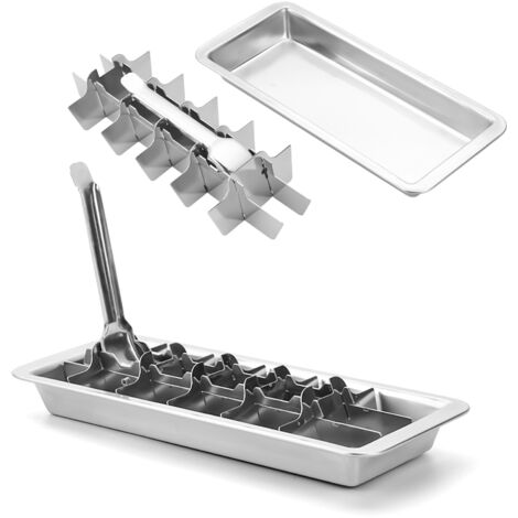 Bandeja para cubitos de hielo sólida - Acero inoxidable de primera calidad - Con palanca - Duradera y sin plástico - Una elección inteligente (1/5)