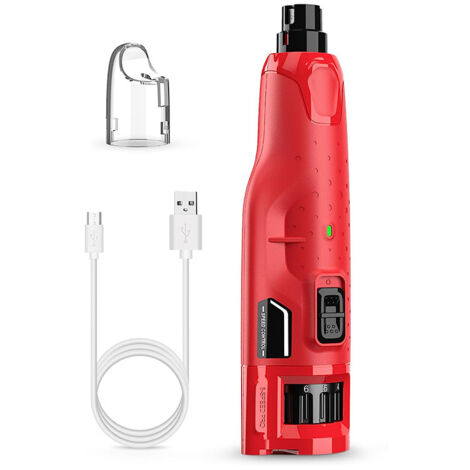 Lima de uñas para perros: silenciosa y con baja vibración, 6 velocidades, con 2 luces LED, apta para perros y gatos grandes, medianos y pequeños, diseño profesional de tres puertos, con tapa antipolvo (1/5)