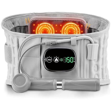 Cinturón de terapia de descompresión para la espalda, cinturón de soporte lumbar con 3 modos de masaje, con bomba de inflado eléctrica, alivia el dolor lumbar para hombres y mujeres.