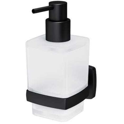 Dispensador de jabón líquido de vidrio con soporte de pared, negro. (1/5)