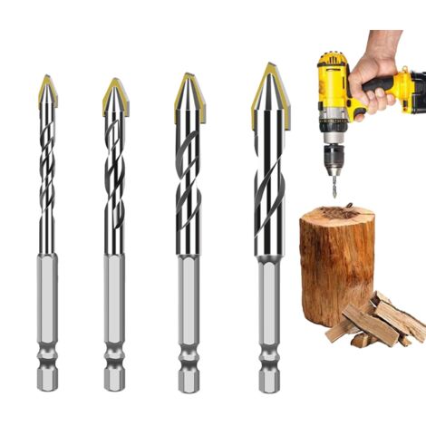 Juego de 4 brocas profesionales antioxidantes Kit de brocas Para perforar vidrio, cemento, granito, madera, azulejos, porcelana, metal e instalación de piedra. (1/5)