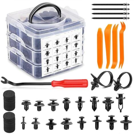 Juego de 723 clips para molduras de coche, kit de herramientas para desmontar molduras de coche, clips para molduras de puertas, parachoques y molduras decorativas.