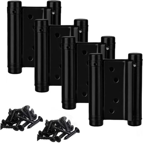 pares de bisagras de puerta de doble acción de acero inoxidable negro mate, 76 mm (1/4)