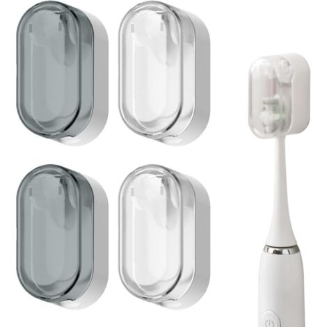 Soporte para cepillos de dientes, juego de 4, montaje en pared, no requiere perforación, con tapa, soporte para cepillos de dientes de montaje en pared (1/5)