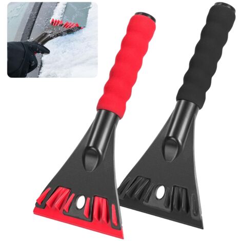 Juego de 2 raspadores de parabrisas para coche, raspador de hielo 2 en 1 con mango antideslizante, herramienta para descongelar y quitar la nieve de parabrisas y ventanas, rojo + negro.