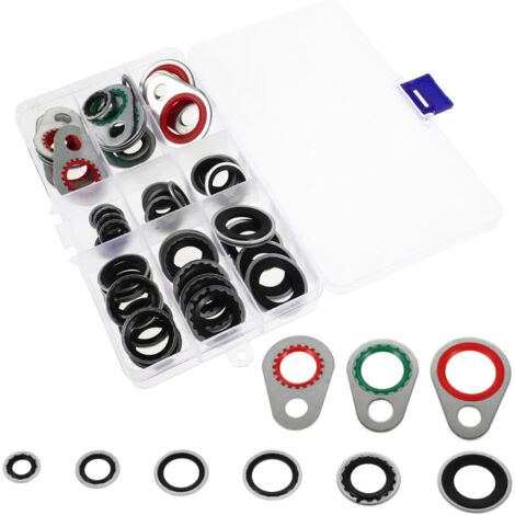 Un juego de juntas de compresión para compresor de aire acondicionado, un práctico kit de repuesto para la reparación y el mantenimiento del sistema de aire acondicionado del automóvil.