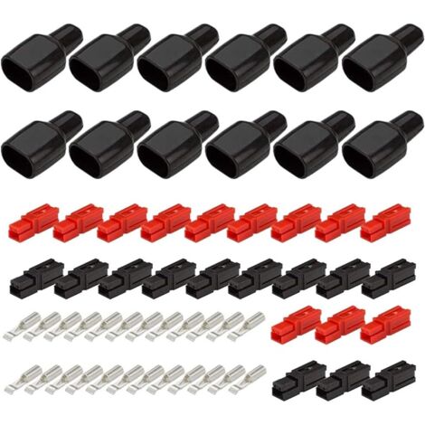 12 pares de conectores de terminales de alimentación de desconexión rápida de 30 A, conector de batería rápido rojo y negro (1/5)
