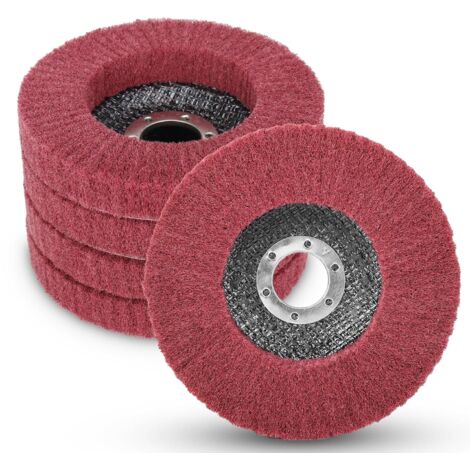 Juego de 5 discos de pulido de láminas de nailon, 115 mm x 22 mm, grano 320, disco de fibra abrasiva, ruedas de pulido para amoladora angular (1/5)