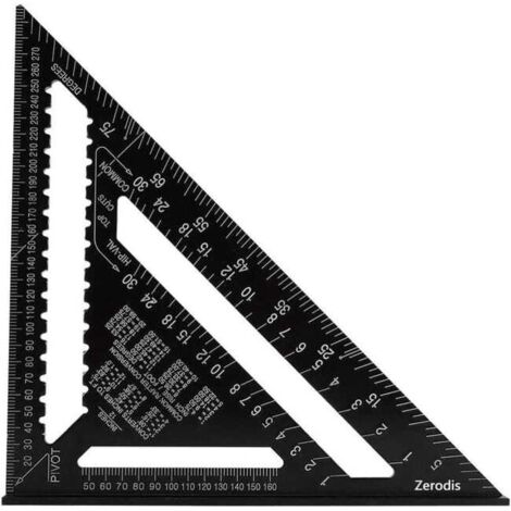 Transportador de ángulos triangulares, herramienta de medición de alta precisión en aleación de aluminio, 30,5 cm (12 pulgadas), color negro. (1/5)