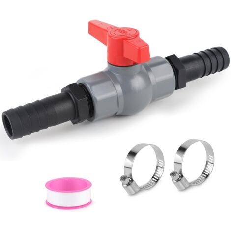 Válvula de bola con conexión para tubería de PVC, válvula de cierre para piscina, válvula de bola para tuberías, incluye 1 válvula de cierre con rosca interna de 1" (32 mm), 2 conexiones para tubería 