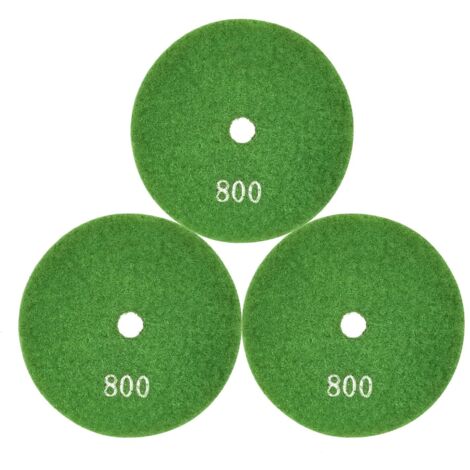 Almohadillas de pulido de diamante húmedas, 7 pasos, 4 pulgadas, para encimeras de hormigón, mármol, cuarzo y granito, grano 50-3000 (3 piezas: grano 800)