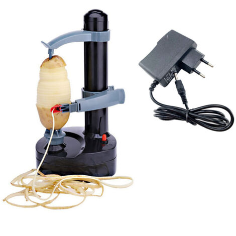 Pelador eléctrico de patatas, pelador automático de frutas y verduras con 3 cuchillas de repuesto, adaptador de 6 V incluido. (1/5)