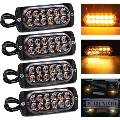 4 x 12 luces estroboscópicas LED de advertencia de emergencia, lámpara de advertencia de peligro, 12V-24V, bombilla estroboscópica LED naranja para coche, luz LED para vehículo, camión o remolque (1/5)