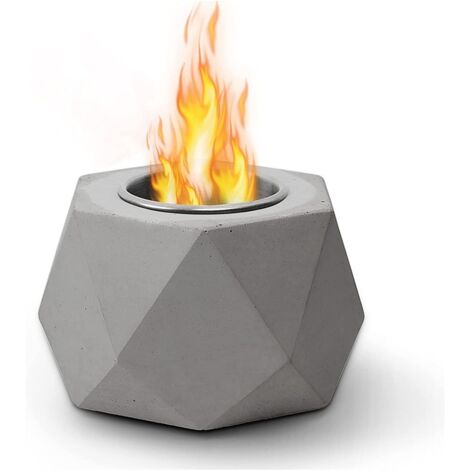 Chimenea de mesa de hormigón para bioetanol [para uso interior y exterior] - chimenea de mesa de alta gama - decoración para jardín, salón, terraza, mesa de comedor  Chimenea de sobremesa de etanol  S