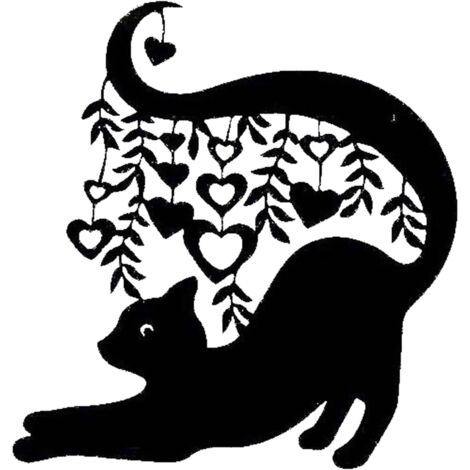 Decoración de pared premium con gato negro y luna, adorno de pared de la serie Gato de Metal, colgante de pared creativo de hierro forjado (1/5)