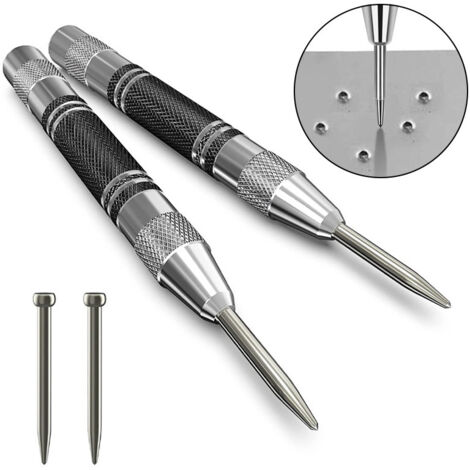 Juego de 8 piezas: Punzón automático, punzón central automático, punzón central con resorte, punzón automático con fuerza de impacto ajustable para madera, pared y metal, con punto de cambio de 2 piez (1/5)