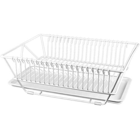 Cesta escurridora de platos, rejilla para platos, escurridor doméstico, estante para cubiertos de cocina, estante para tazas y platos, tendedero, estante de almacenamiento de cocina blanco