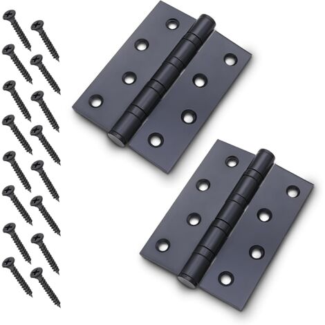 Bisagra de acero inoxidable, bisagras para puertas, bisagras de acero inoxidable para puertas, bisagra con 16 tornillos, bisagra para puertas interiores y exteriores, muebles y cajones (negra) (1/5)