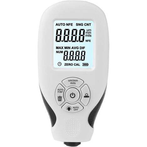 Medidor de espesor de pintura para automóviles, portátil, retroiluminado, digital LCD, con hojas de calibración para metales base de acero y aluminio (negro). (1/5)
