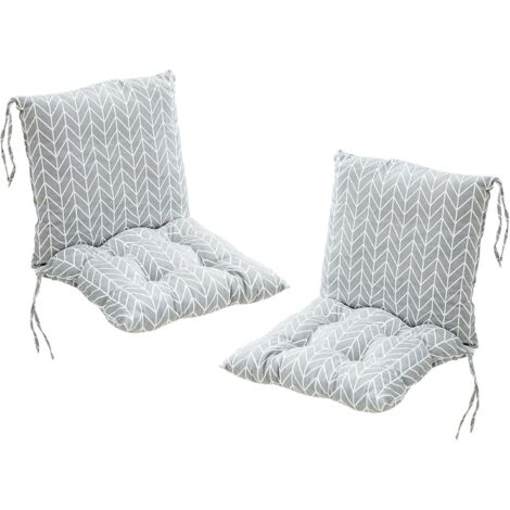 Juego de 2 cojines para silla con respaldo, cojín de asiento, cojín de respaldo con correa, cojín para respaldo bajo, cojín para silla de jardín, 40 x 80 cm, cojín de respaldo extraíble
