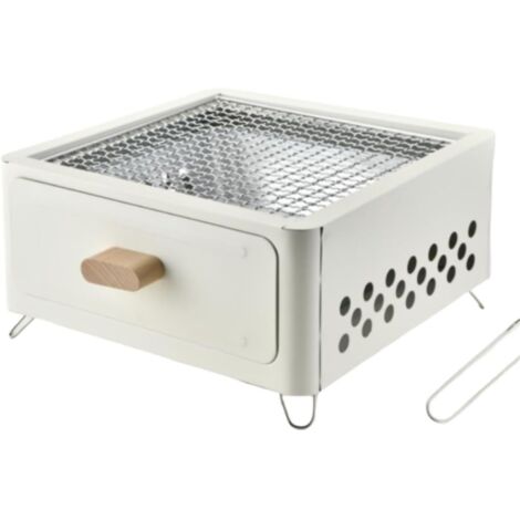 Barbacoa portátil de carbón, parrilla de carbón de sobremesa, estufa para barbacoa para acampar, picnics en el jardín, barbacoas de carbón (Color: Blanco)