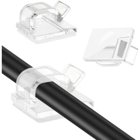 60 clips magnéticos autoadhesivos para cables, ideales para la decoración del hogar, la escuela o la oficina, y para colgar (blanco transparente). (1/5)