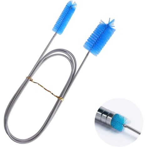 Cepillo para manguera, cepillo de limpieza para acuario, cepillo flexible de acero inoxidable de doble cabezal para acuario, accesorios para acuario de cocina doméstica de 155 cm.