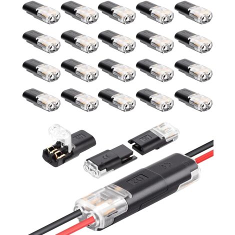 Conector de cable automotriz impermeable, 2 polos, paquete de 20, enchufe de 2 V, 2 pines, conexión rápida a presión, 12 V para cable de 18-22 AWG, conector de crimpado, enchufe para encendedor de cig (1/5)