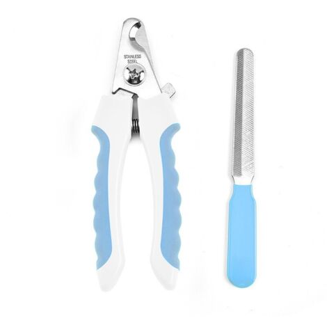 Cortaúñas profesional para perros y gatos - acero inoxidable - lima de uñas - cuidado de las uñas - protección (azul claro, modelo pequeño) (1/5)
